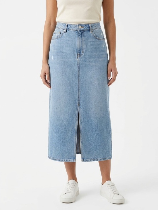 Simons Dresses & Skirts - Contemporaine by Simons - Light Wash Organic Cotton Midi Denim Skirt - Size 6